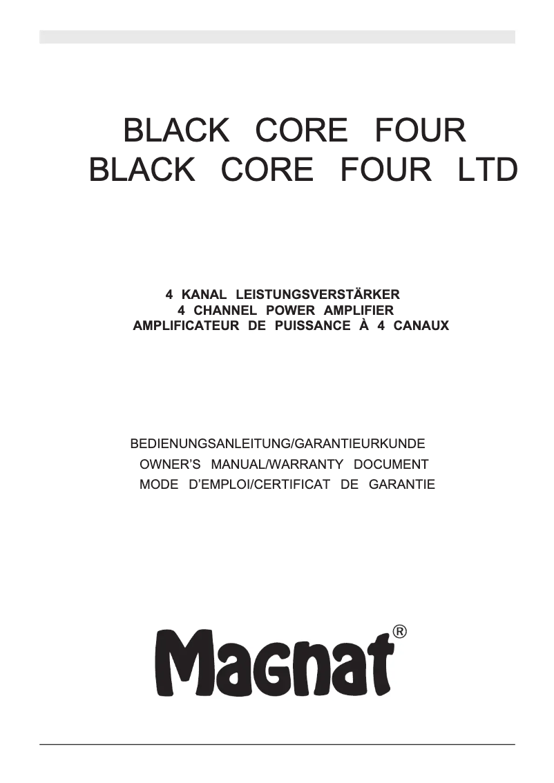 Image de la première page du manuel de l'appareil Black Core Four Ltd