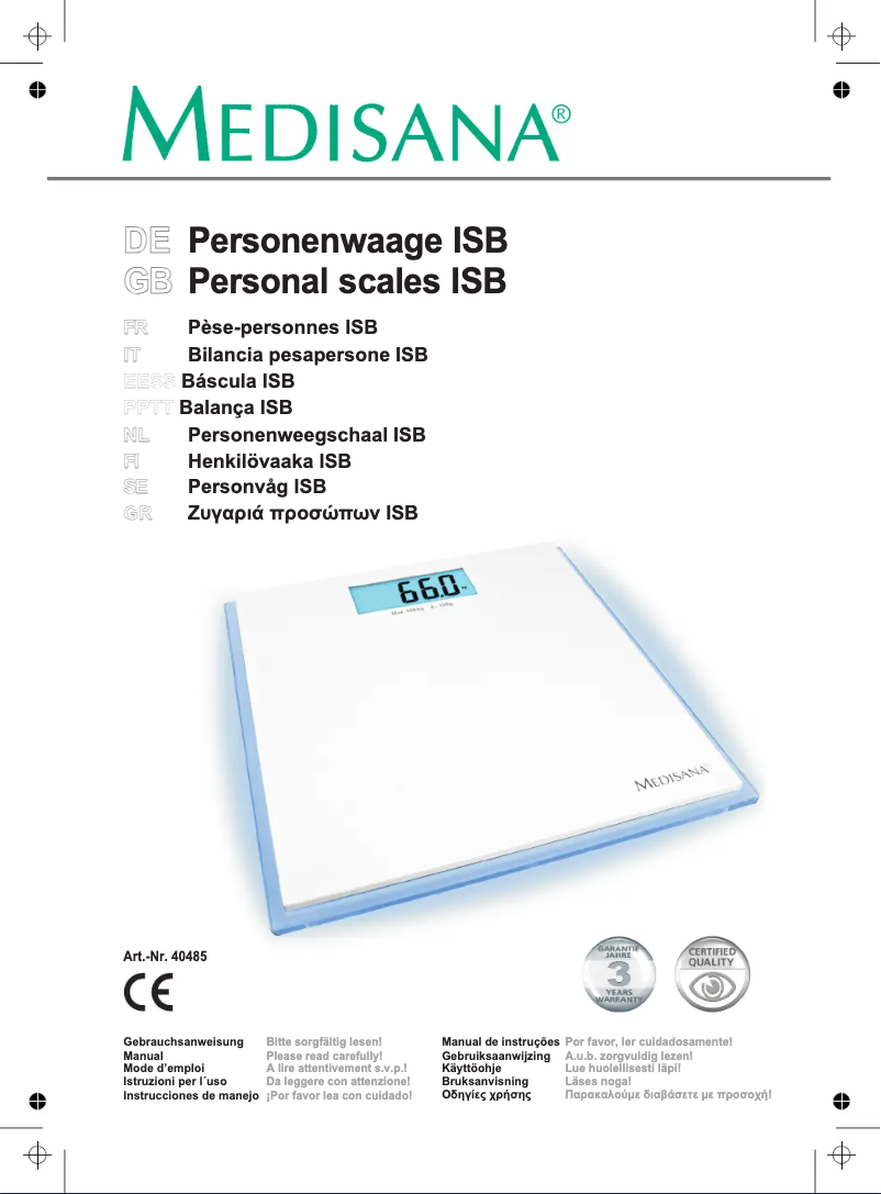 Page n°1 - Manuel utilisateur Medisana ISB 40485