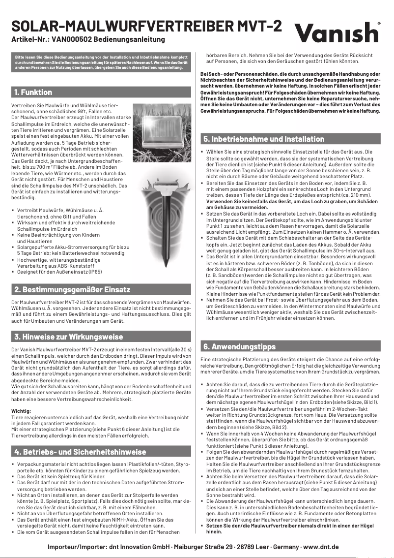 Image de la première page du manuel de l'appareil MVT-2