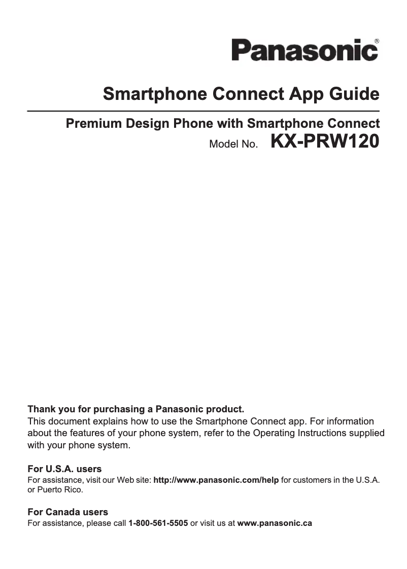 Page n°1 - Manuel utilisateur Panasonic KX-PRW120C