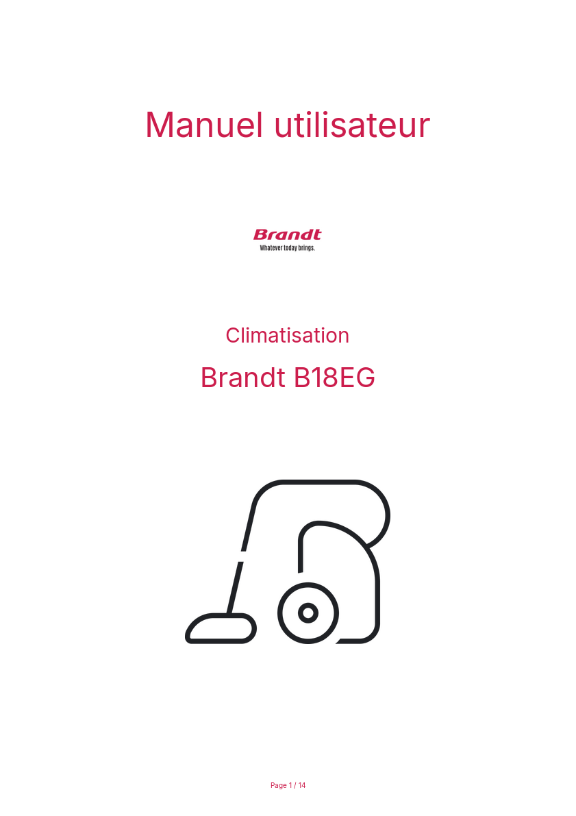 Image de la première page du manuel de l'appareil B18EG