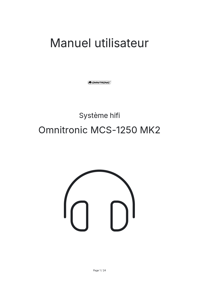 Page n°1 - Manuel utilisateur Omnitronic MCS-1250 MK2