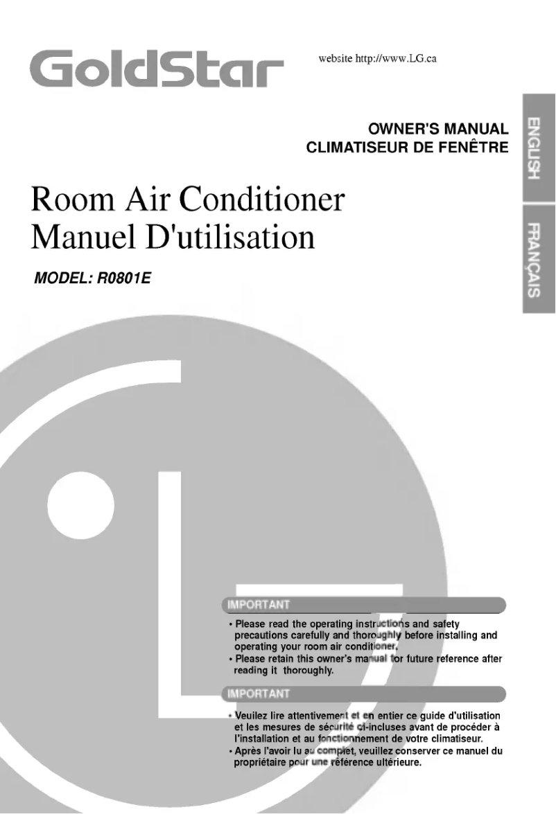 Page n°1 - Manuel utilisateur LG R0801E