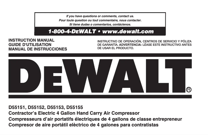 Page 1 de la notice Manuel utilisateur DeWalt D55151