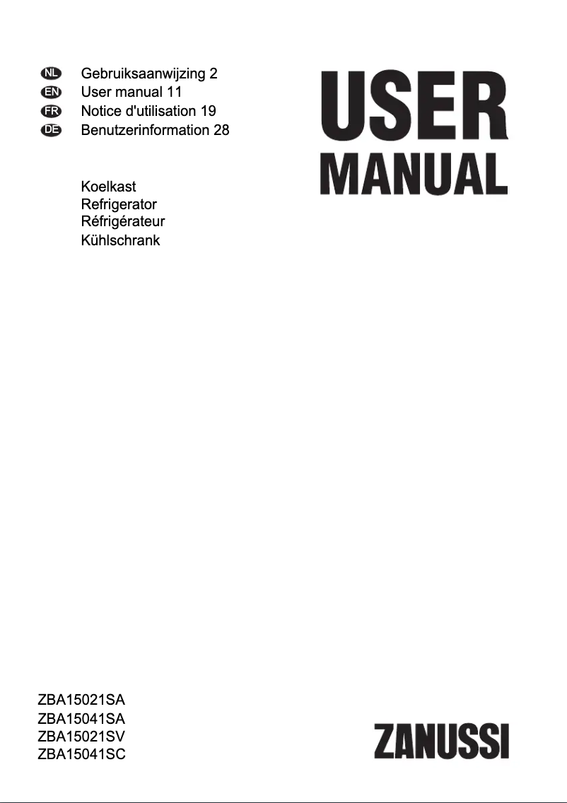 Image de la première page du manuel de l'appareil ZBA15041SC
