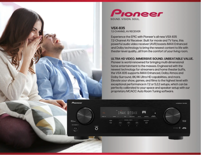 Page 1 de la notice Fiche technique Klipsch VSX-835