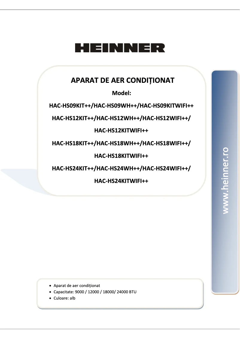 Page 1 de la notice Manuel utilisateur Heinner HAC-HS18KITWIFI++