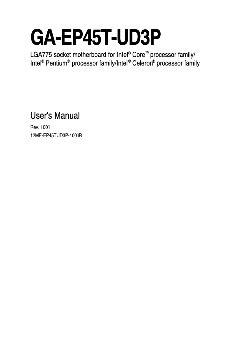 Page 1 de la notice Manuel utilisateur Gigabyte GA-EP45T-UD3P