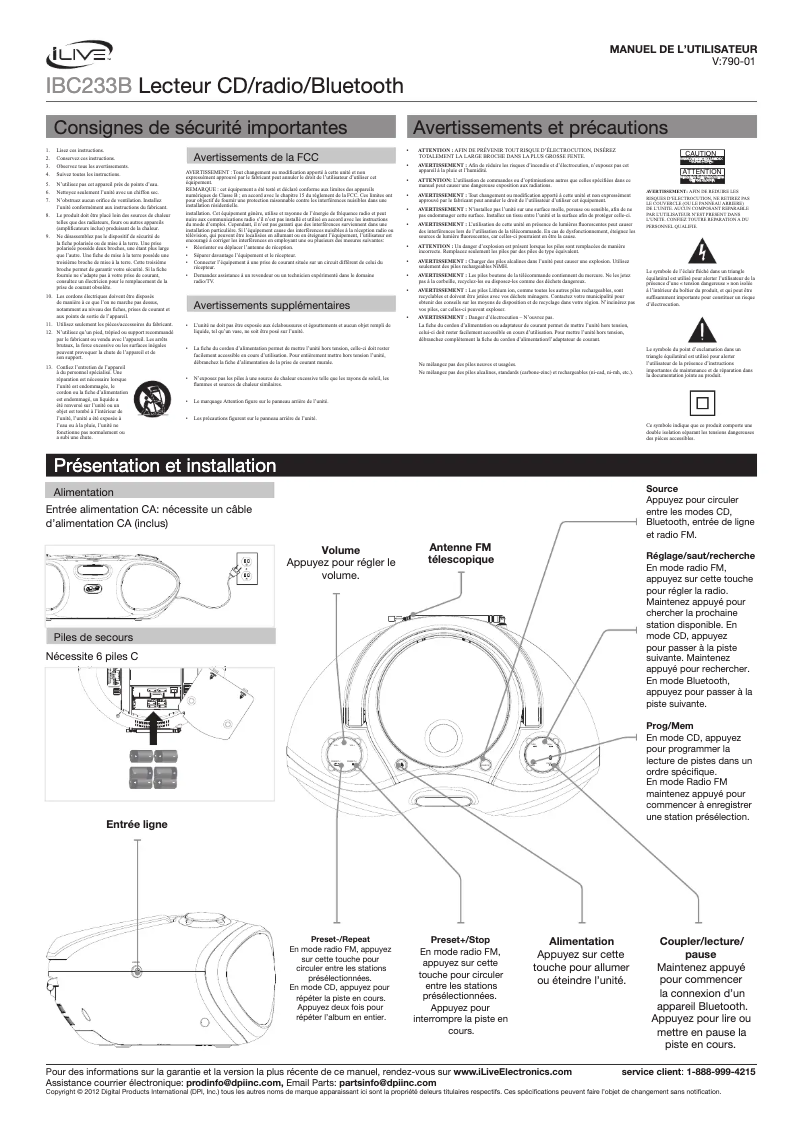 Image de la première page du manuel de l'appareil IBC233B