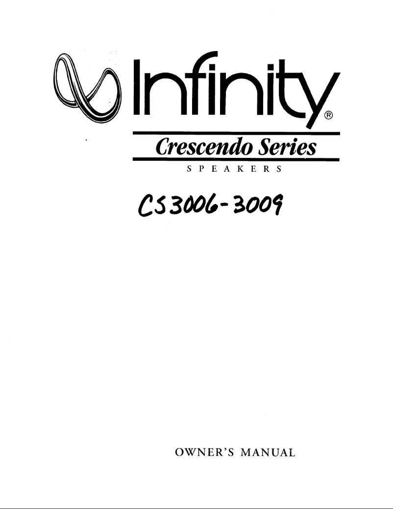 Page n°1 - Manuel utilisateur Infinity Crescendo CS 3007