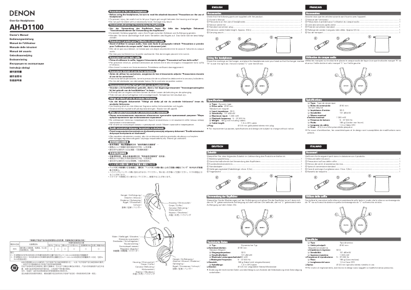 Page n°1 - Manuel utilisateur Denon AH-D1100