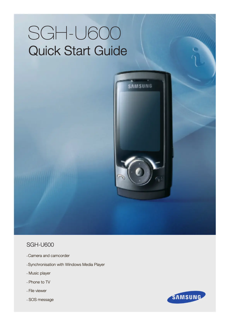 Page 1 de la notice Guide d'installation Samsung SGH-U600B