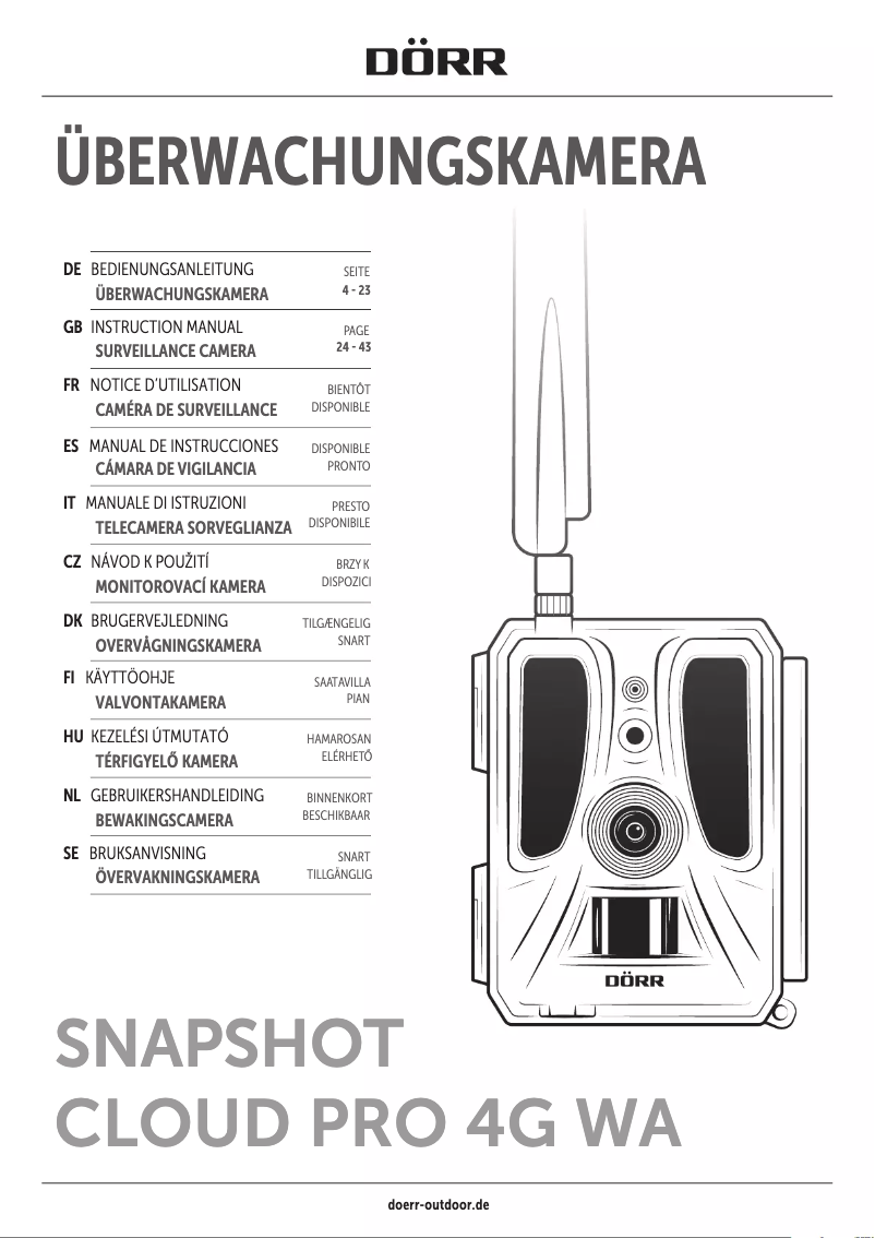 Image de la première page du manuel de l'appareil SnapShot Cloud Pro 4G WA