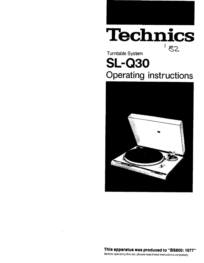 Page 1 de la notice Manuel utilisateur Technics SL-Q30