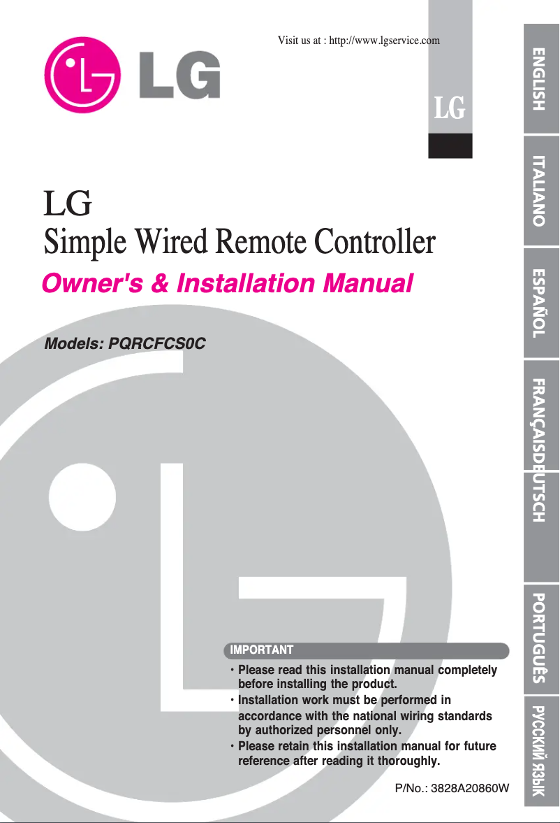 Image de la première page du manuel de l'appareil PQRCFCS0C