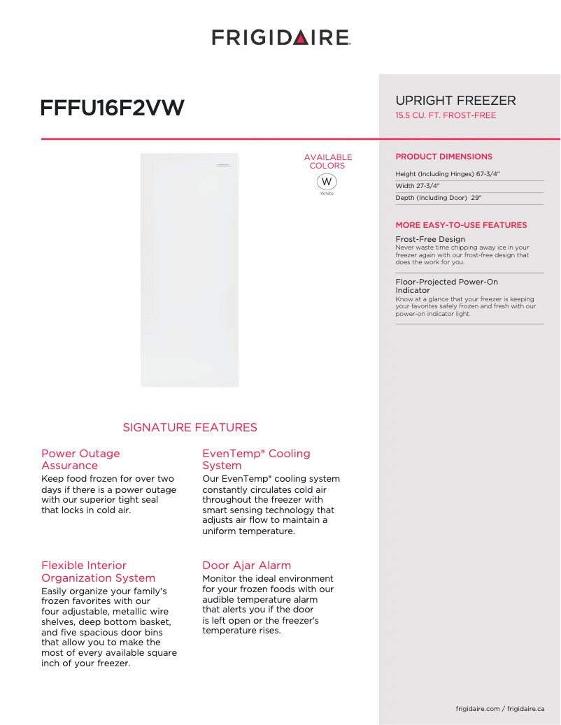 Image de la première page du manuel de l'appareil FFFU16F2VW