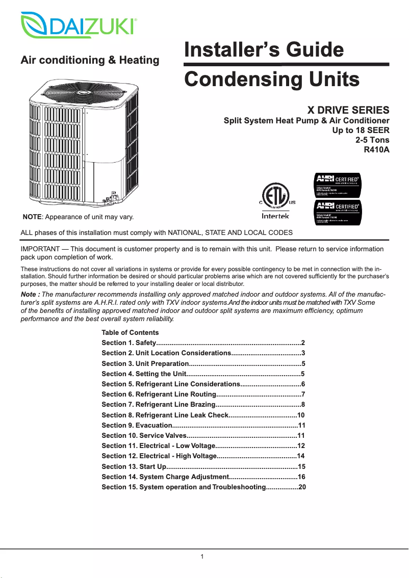 Page 1 de la notice Guide d'installation Daizuki CXN1836-WN1