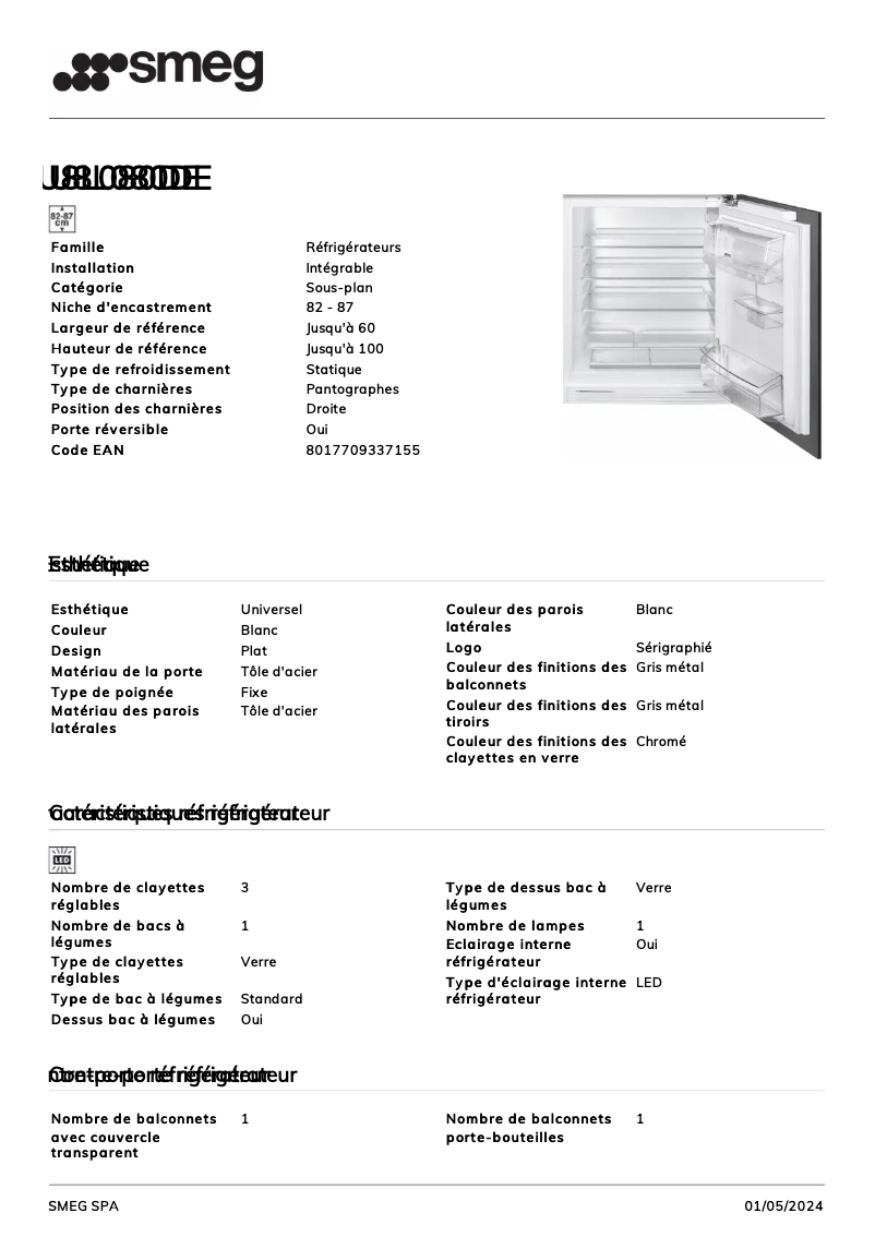 Image de la première page du manuel de l'appareil U8L080DE