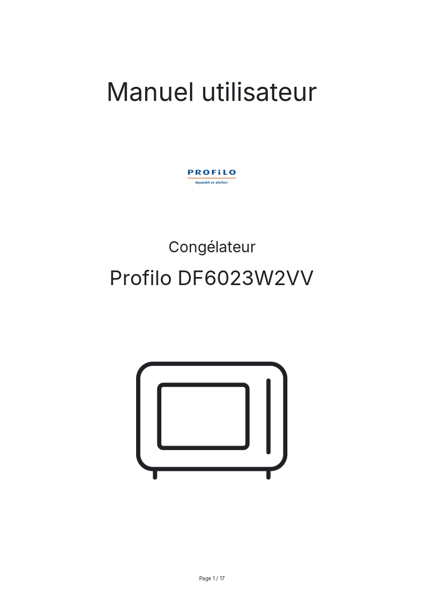 Page n°1 - Manuel utilisateur Profilo DF6023W2VV