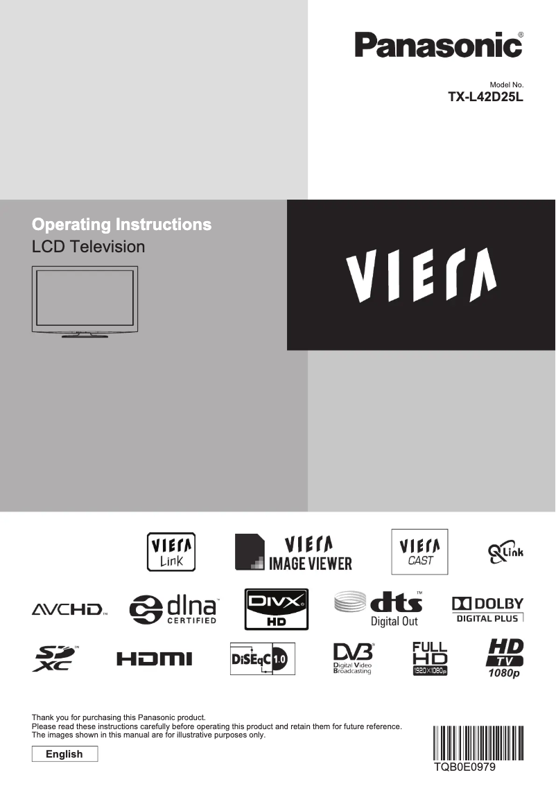 Page 1 de la notice Manuel utilisateur Panasonic Viera TX-L42D25L