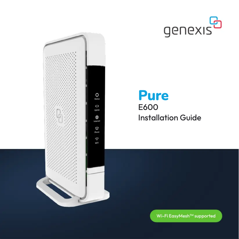 Page 1 of the manual User Manual Genexis Pure E600