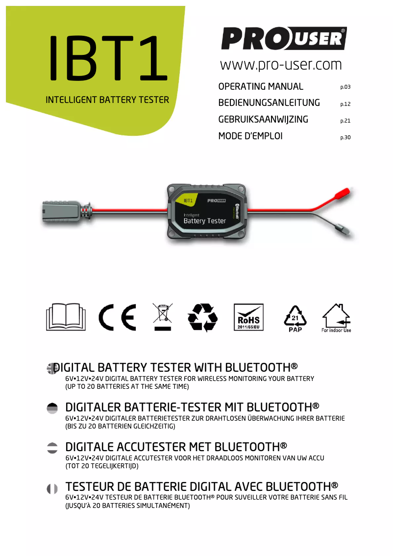 Image de la première page du manuel de l'appareil IBT1