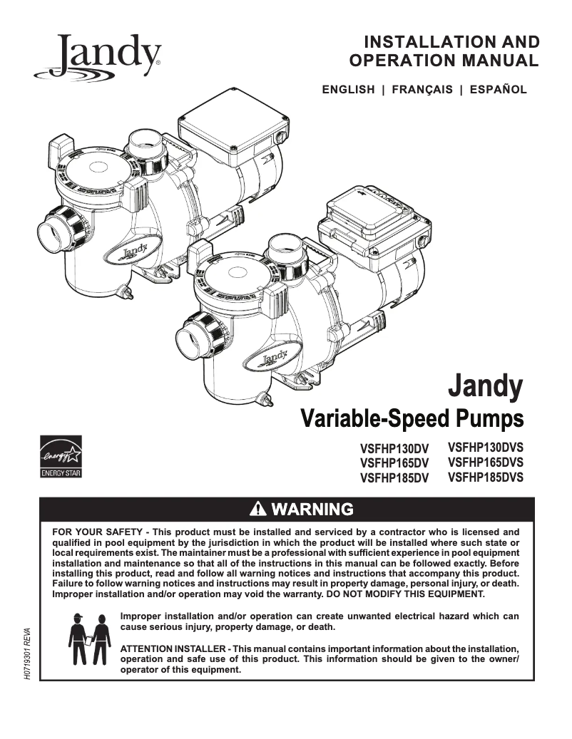 Page n°1 - Manuel utilisateur JANDY VSFHP185DVS