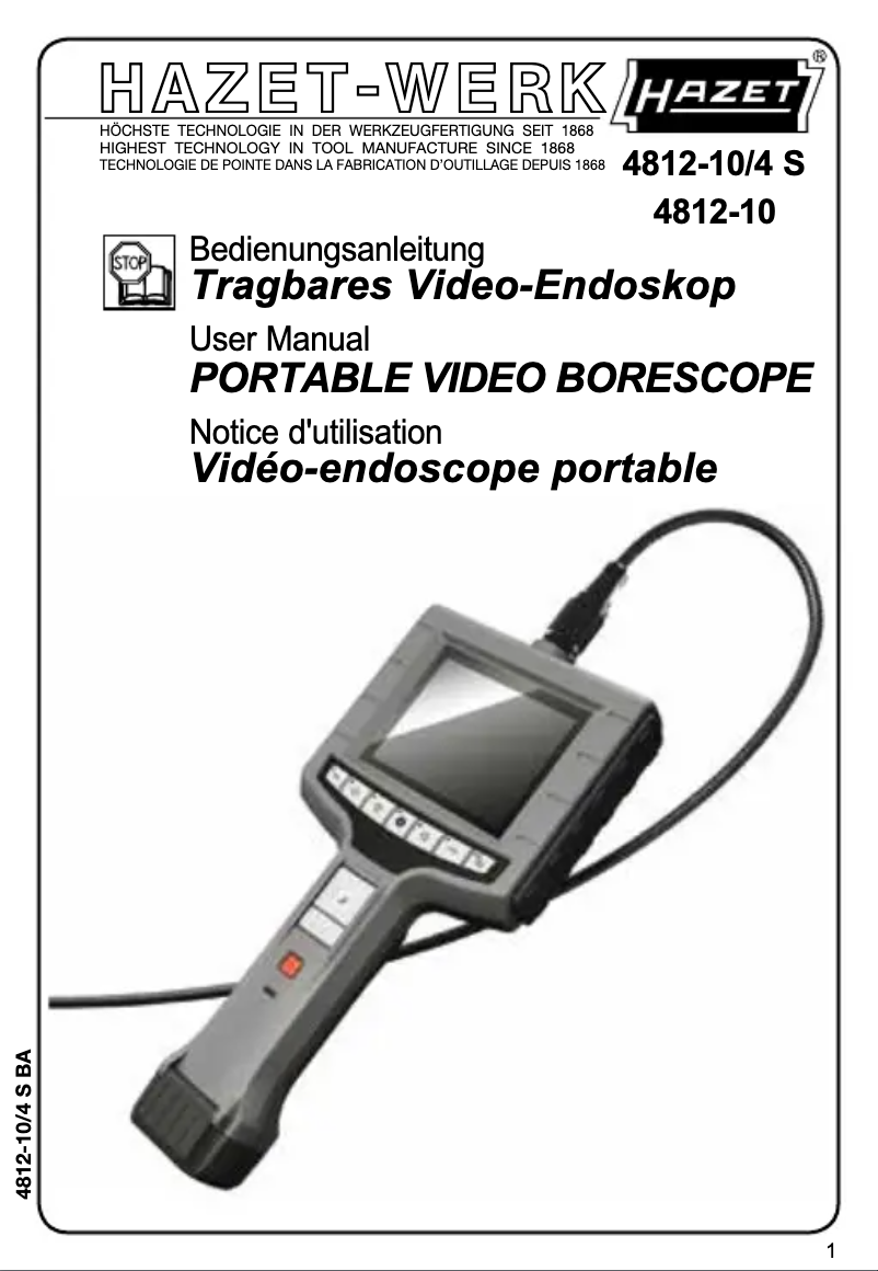 Image de la première page du manuel de l'appareil 4812-10/4S