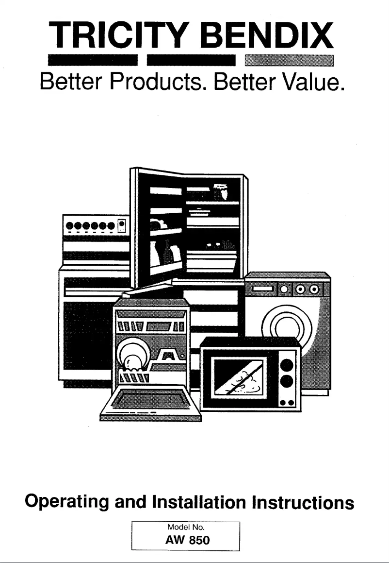 Page 1 de la notice Manuel utilisateur Tricity Bendix AW 850