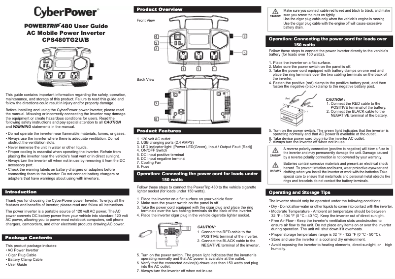 Page 1 de la notice Manuel utilisateur CyberPower PowerTrip CPS480TG2U