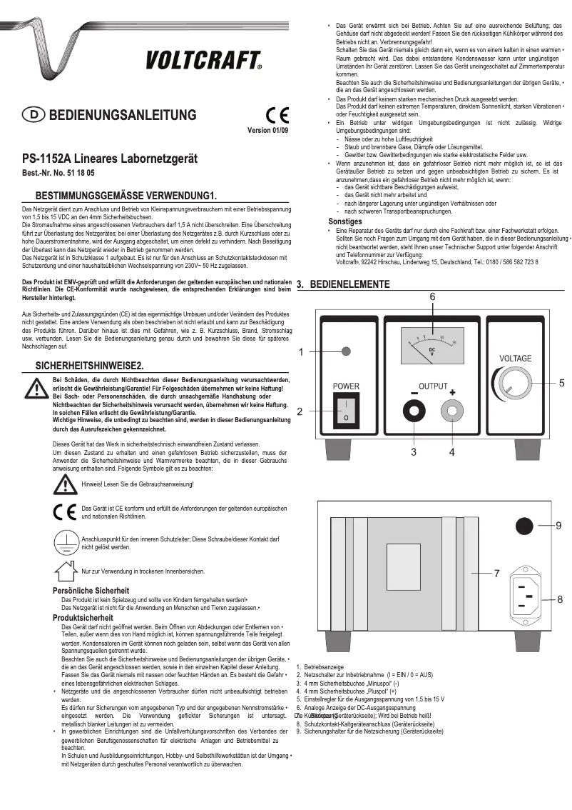 Image de la première page du manuel de l'appareil PS-1152 A