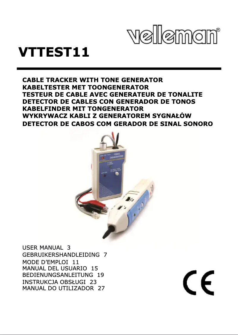 Image de la première page du manuel de l'appareil VTTEST11