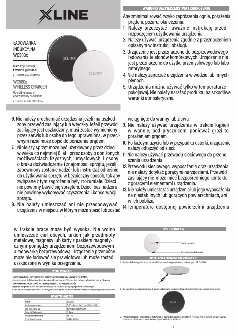 Page 1 de la notice Manuel utilisateur Xline WC500K