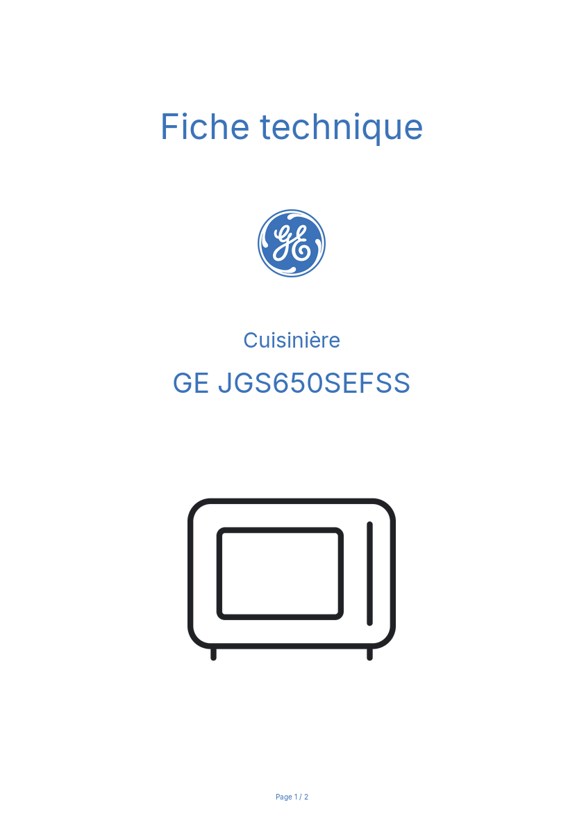 Page n°1 - Fiche technique GE JGS650SEFSS