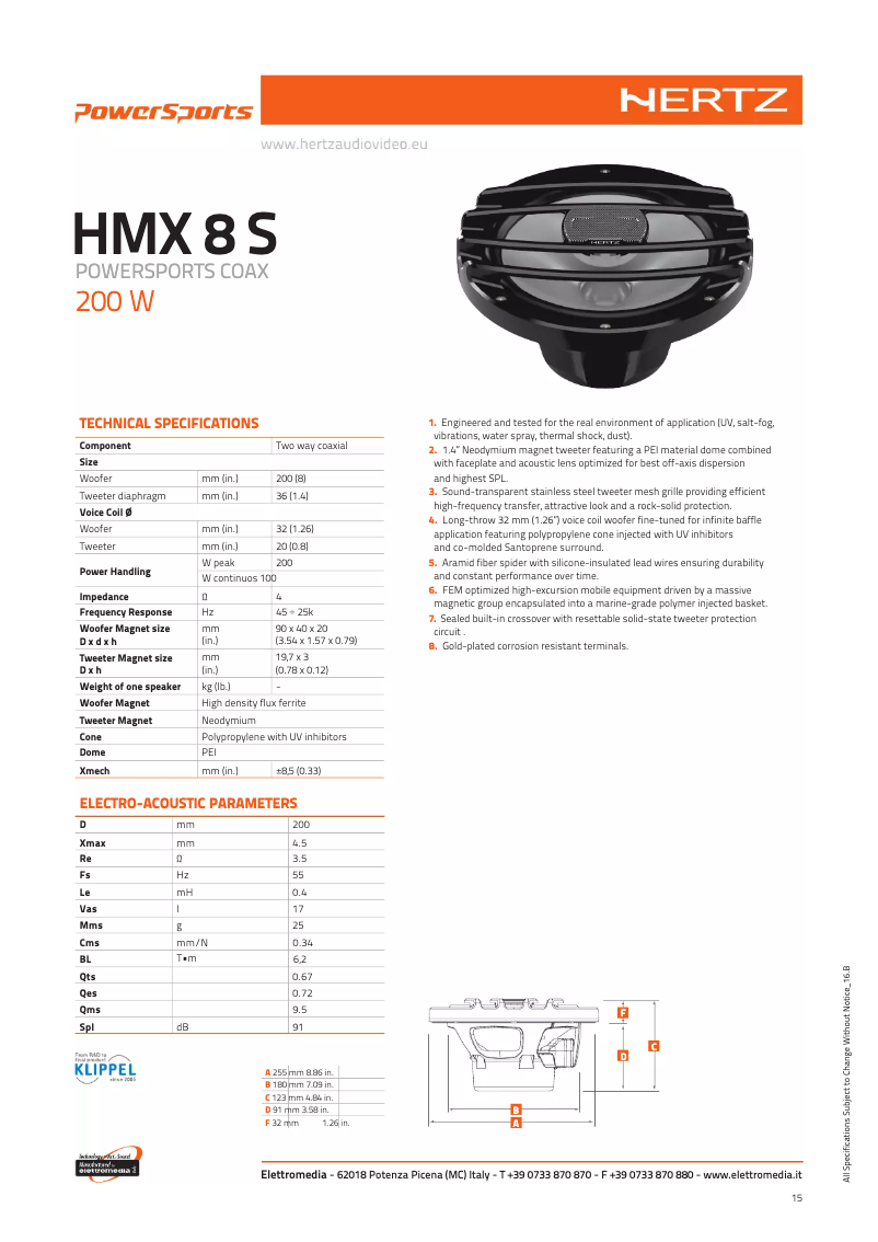 Page 1 de la notice Manuel utilisateur Hertz HMX 8 S