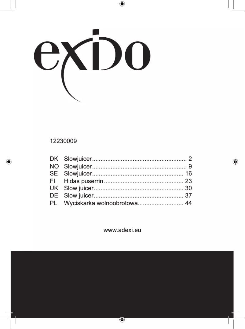 Page n°1 - Manuel utilisateur Exido 12230009