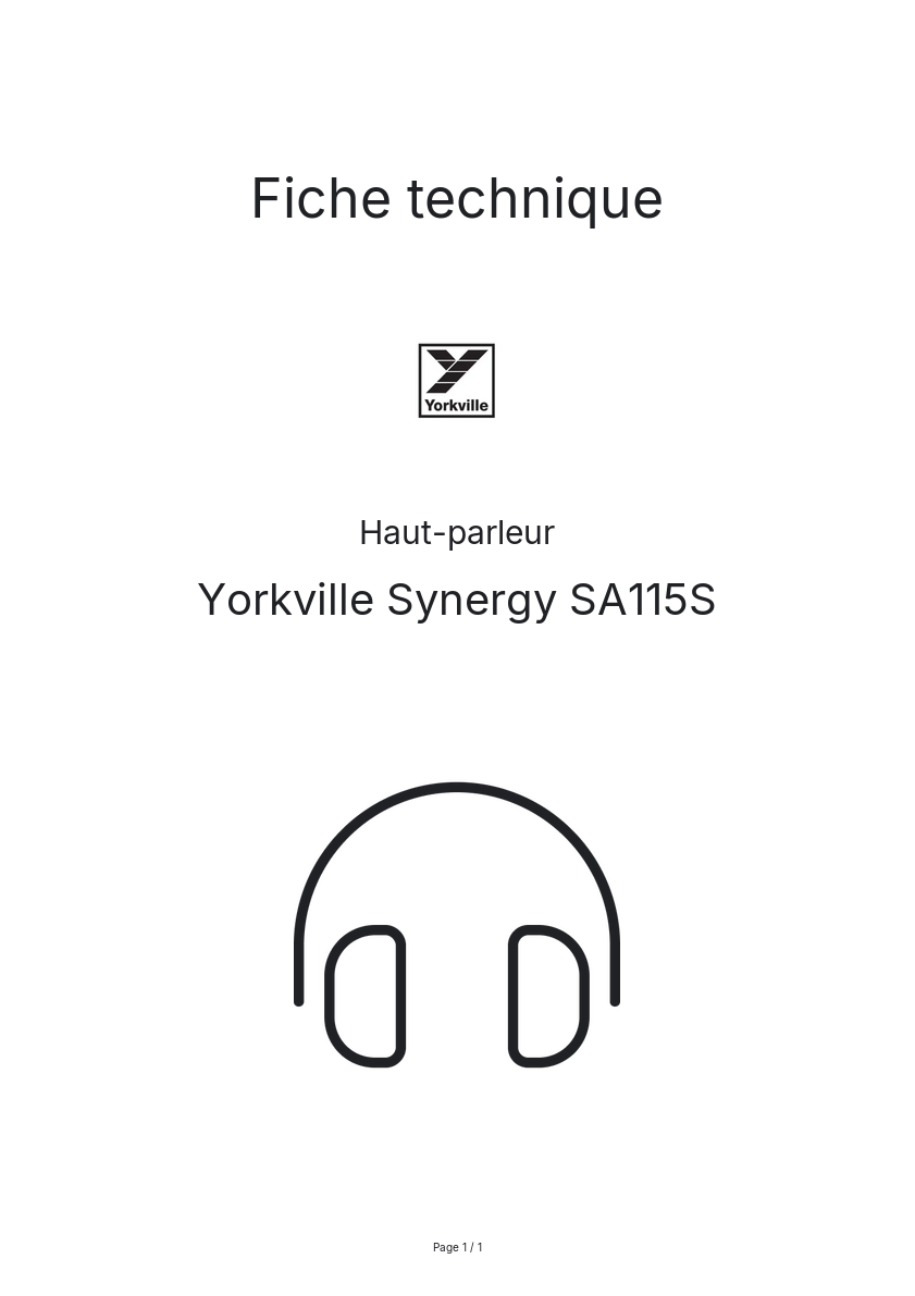 Page n°1 - Fiche technique Yorkville Synergy SA115S