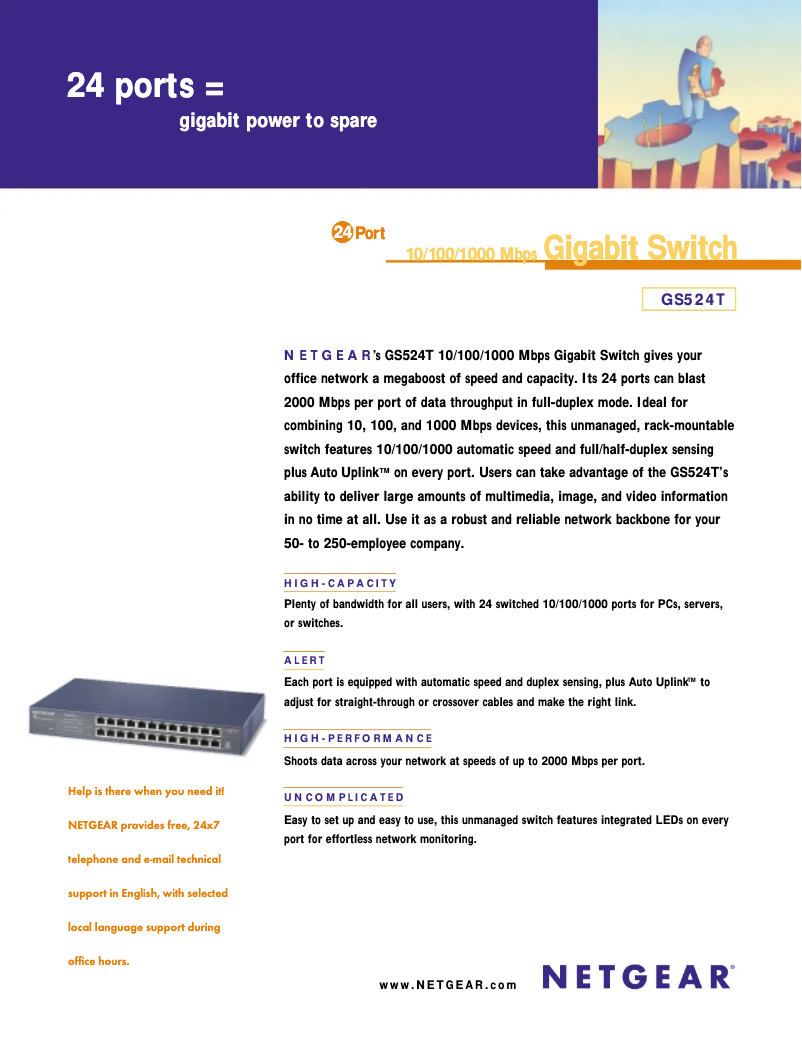 Page n°1 - Fiche technique Netgear GS524T
