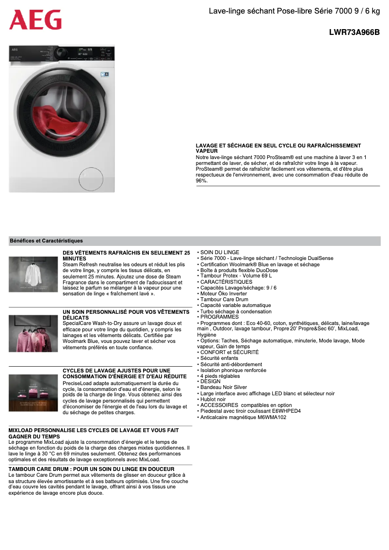 Image de la première page du manuel de l'appareil LWR73A966B