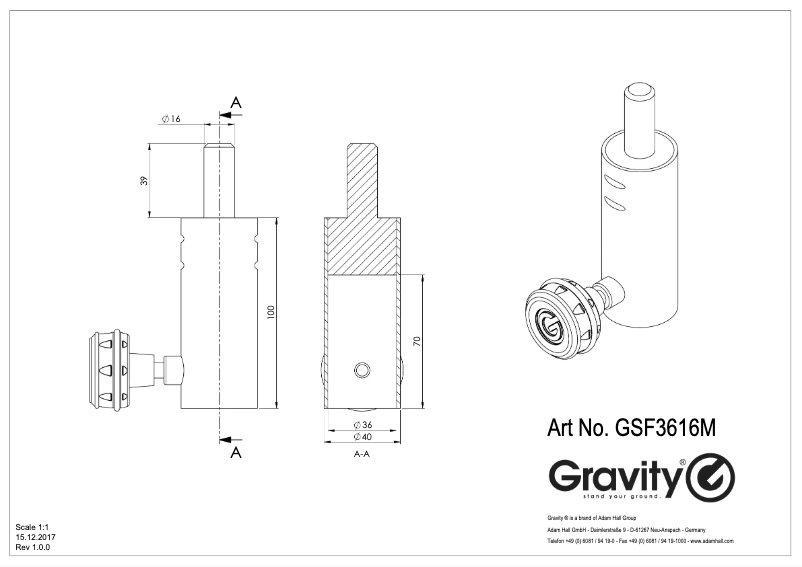Página 1 del manual Ficha técnica Gravity SF 3616 M