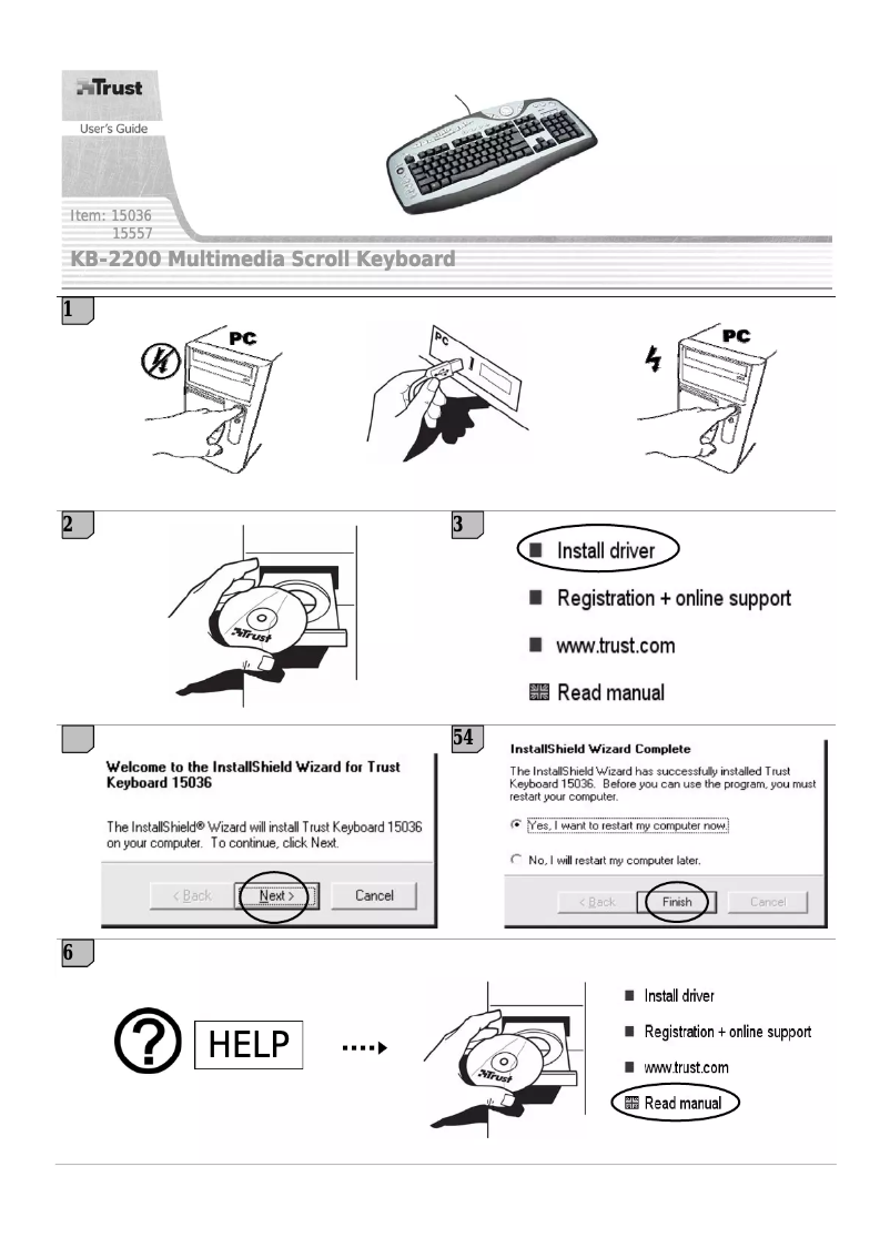 Page 1 de la notice Manuel utilisateur Trust KB-2200 Multimedia