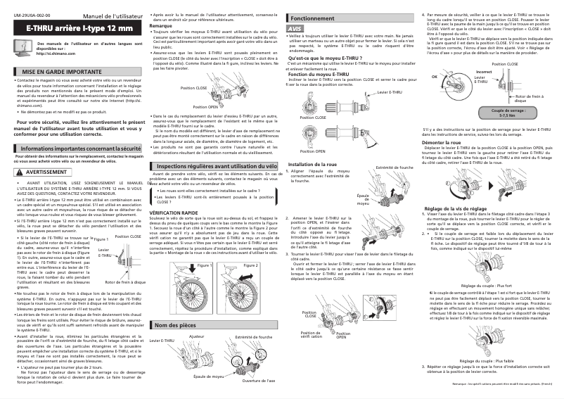 Page n°1 - Manuel utilisateur Shimano SM-AX78-B