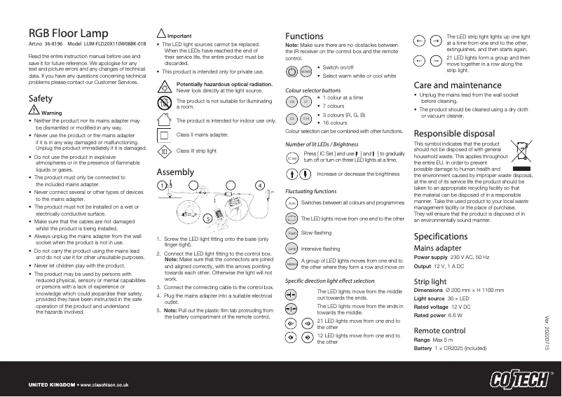 Page n°1 - Manuel utilisateur Cotech 36-8196
