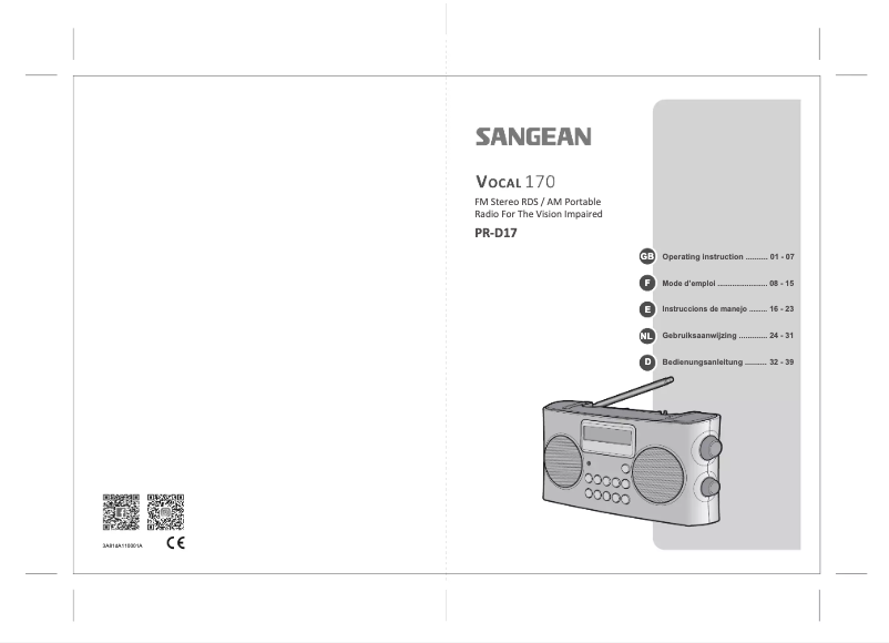 Page n°1 - Manuel utilisateur Sangean PR-D17