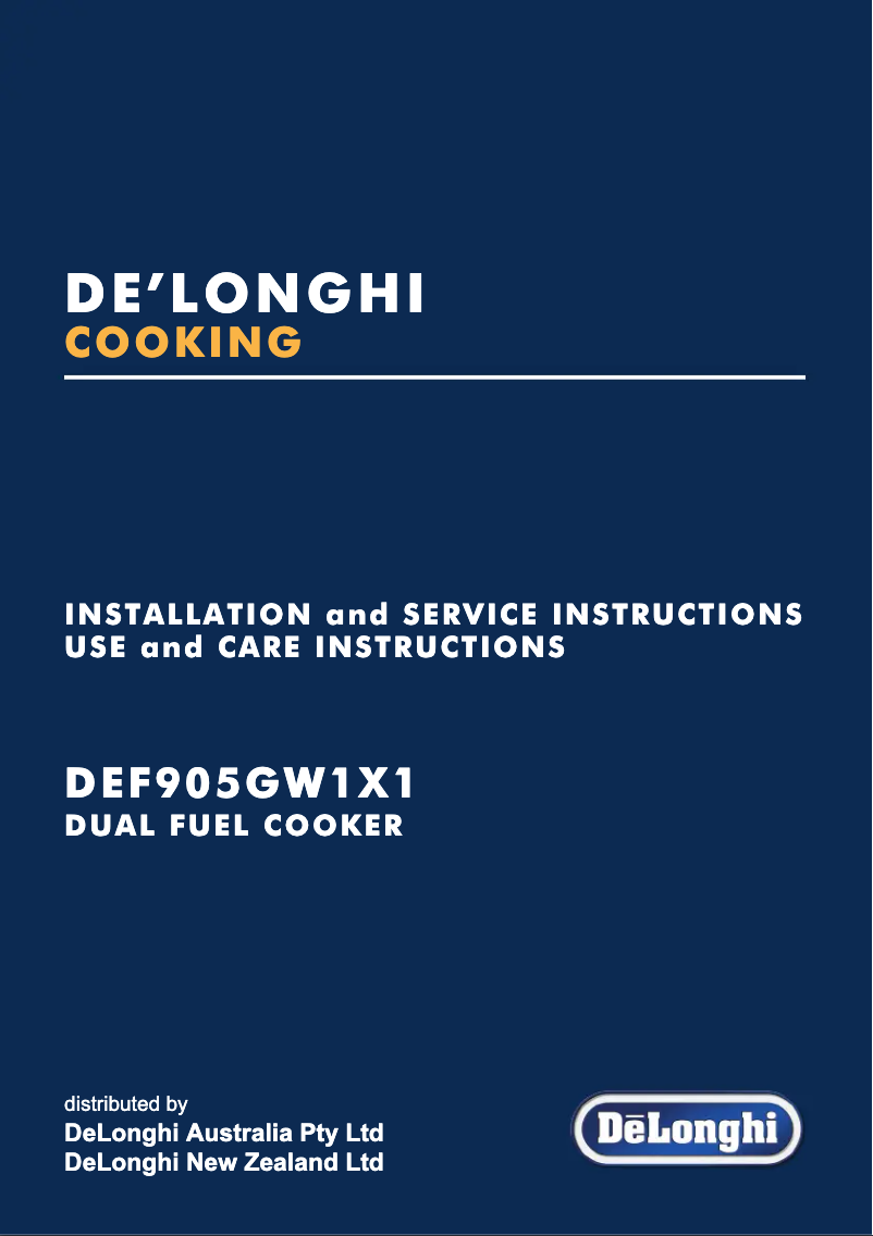 Page n°1 - Manuel utilisateur DeLonghi DEF905GW1X1