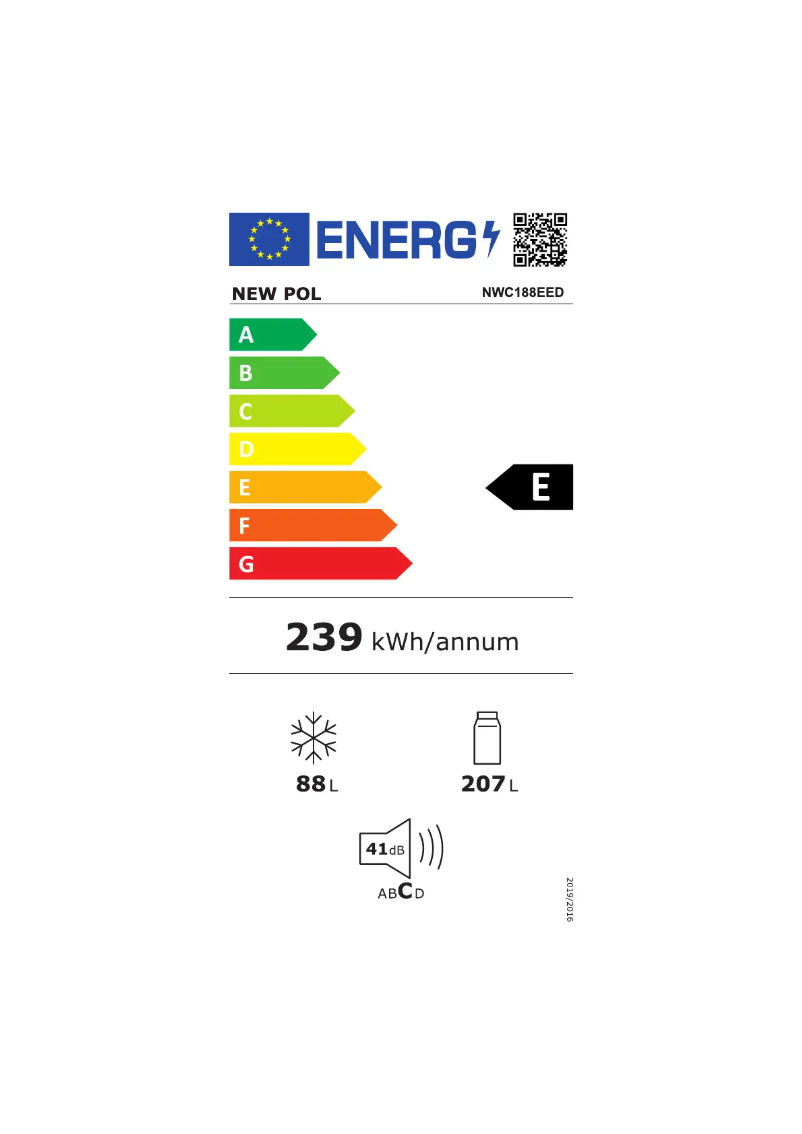 Page n°1 - Label énergétique New Pol NWC188EED
