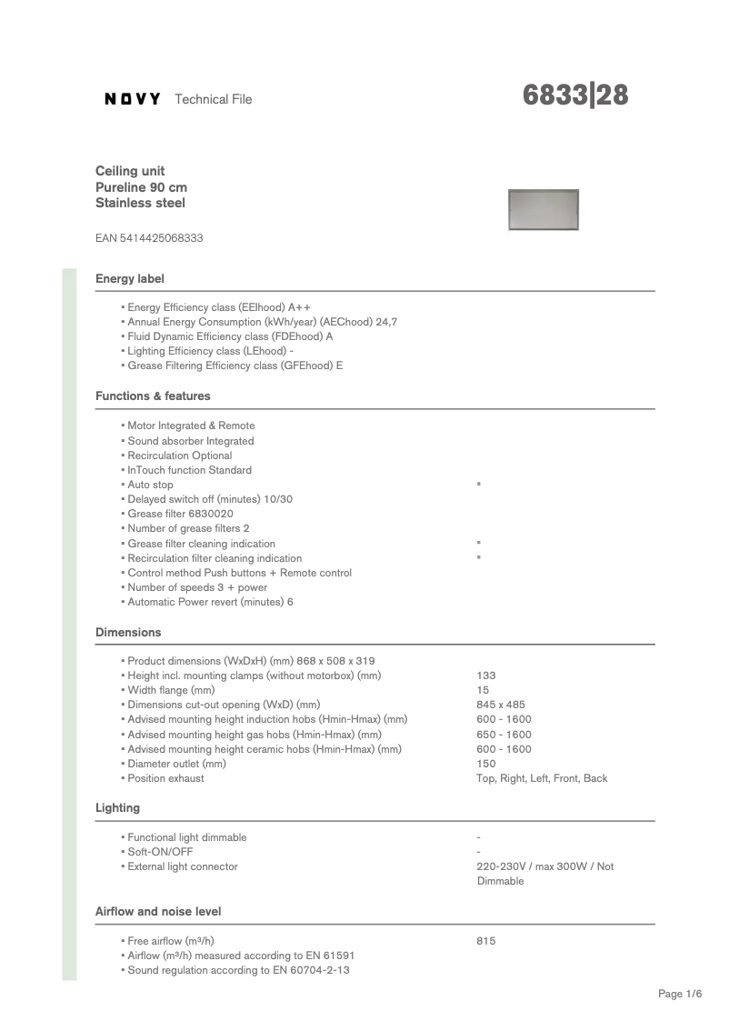 Image de la première page du manuel de l'appareil Pureline 6833