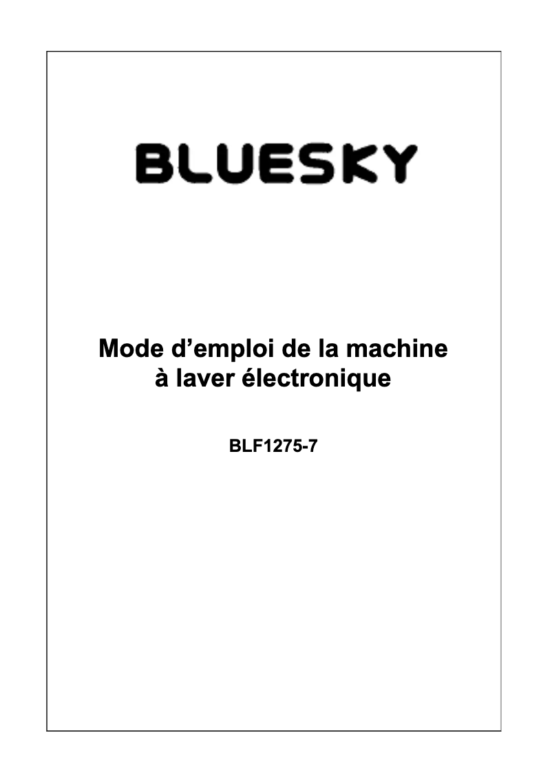 Page n°1 - Manuel utilisateur Bluesky BLF1275-7