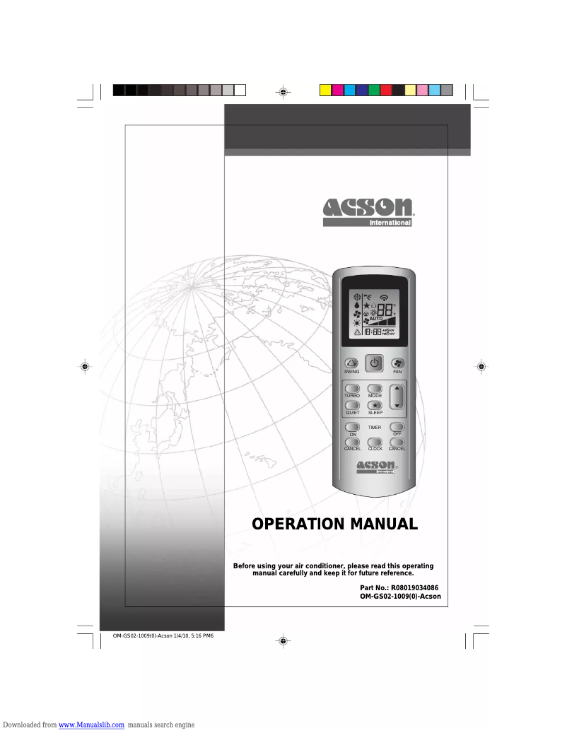 Page 1 de la notice Manuel utilisateur Acson GS02