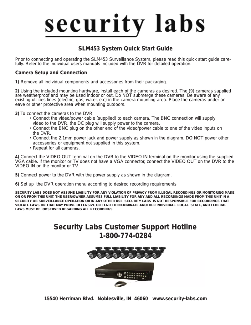 Page n°1 - Manuel utilisateur Security Labs SLM453